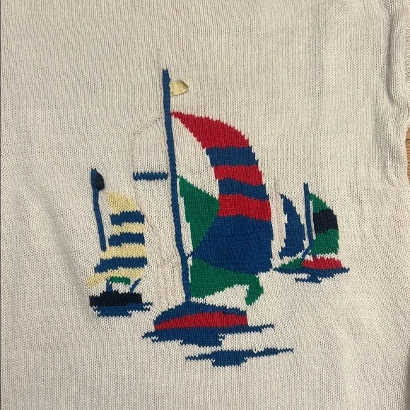 Nautical Themed Sailing Sweater - Cream Size small - Picture 2 of 8